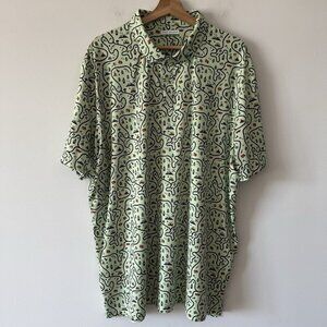 Fore Fathers‎ Men's Golf Polo Shirt 3XL Green Campsite Print Outdoor Nature Dad
